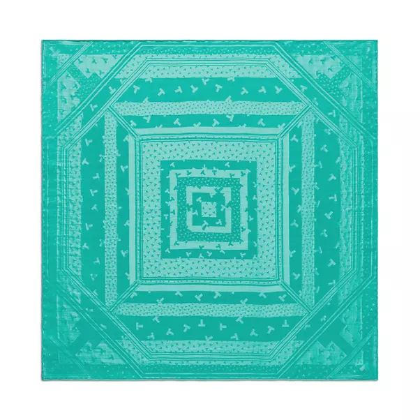 Quadratischer Schal mit tanzenden T-Motiven aus Jacquard-Seide in Tiffany Blue®