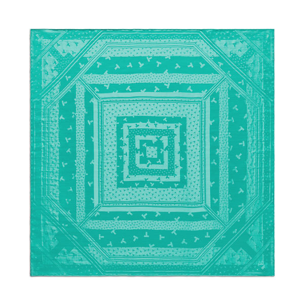 Tiffany T:Quadratischer Schal mit tanzenden T-Motiven aus Jacquard-Seide in Tiffany Blue®