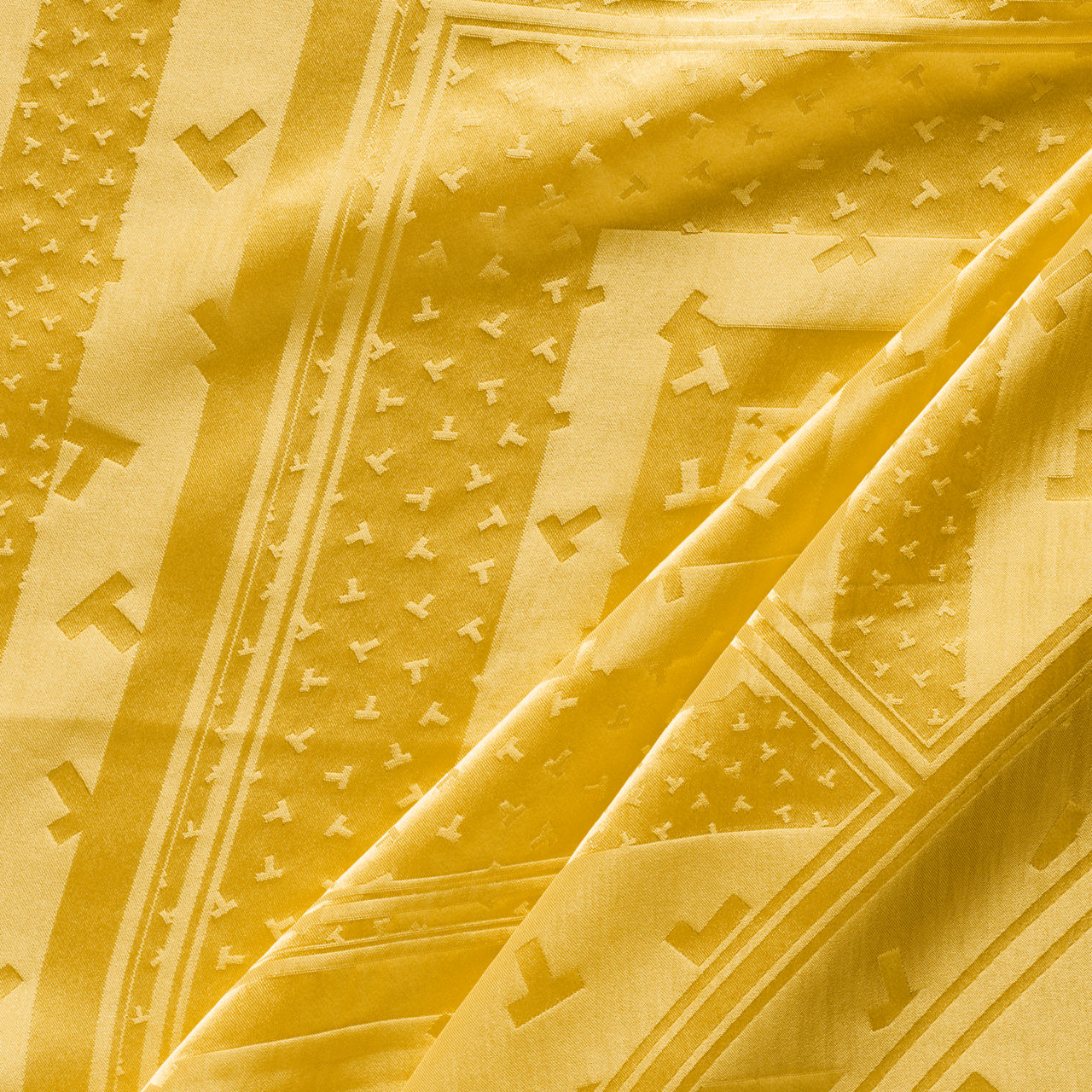 Pañuelo cuadrado con estampado “T” de jacquard de seda color amarillo citrino