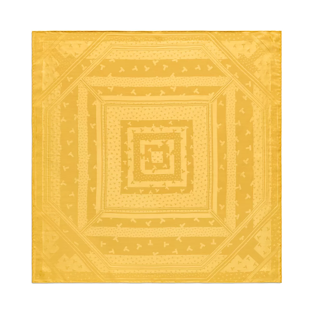 Dancing T Square Scarf in Citrine Yellow Jacquard Silk