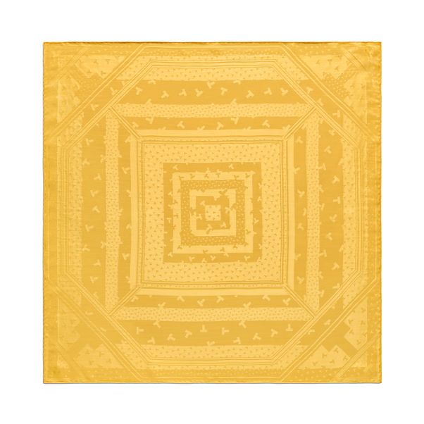 Tiffany T:Dancing T Square Scarf in Citrine Yellow Silk Jacquard