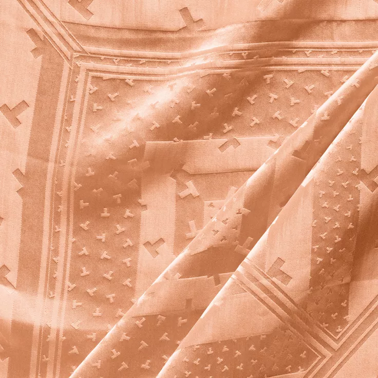 Tiffany T:Dancing T Square Scarf in Carnelian Pink Jacquard Silk, 1