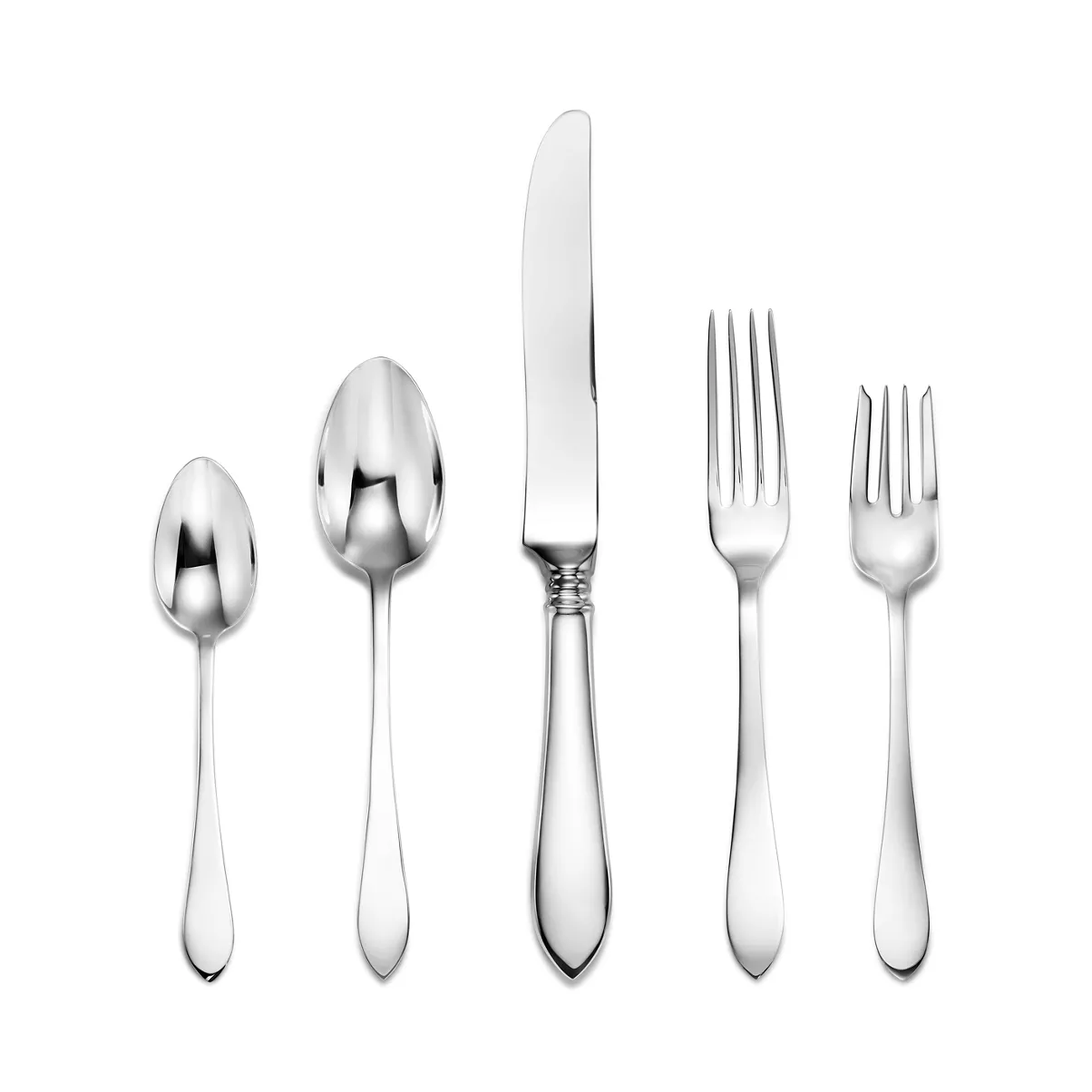 Five-piece Flatware Set in Sterling Silver and Stainless Steel