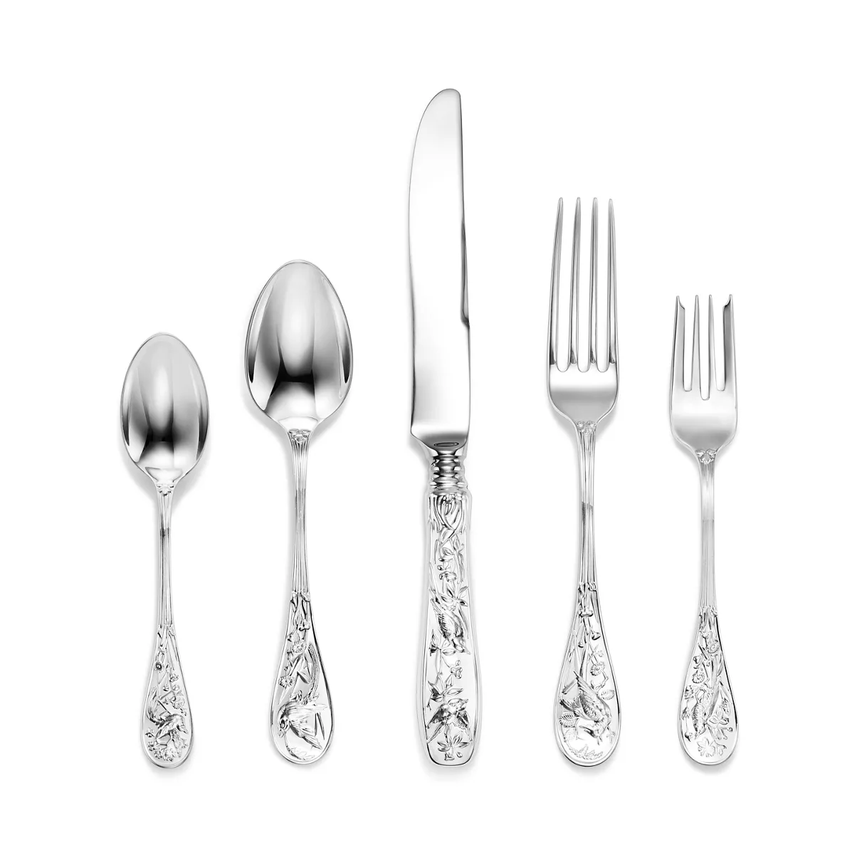 Five-piece Flatware Set in Sterling Silver and Stainless Steel
