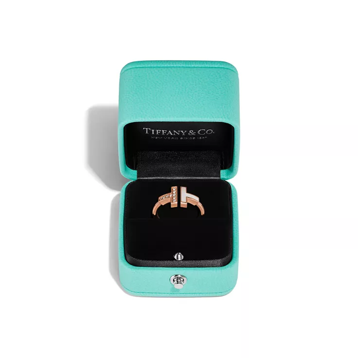 Tiffany T:Wire Ring in Rose Gold with Diamonds and Mother-of-pearl, 4