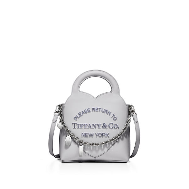 Return to Tiffany™:Mini-Tasche mit Anhänger aus grauem Leder