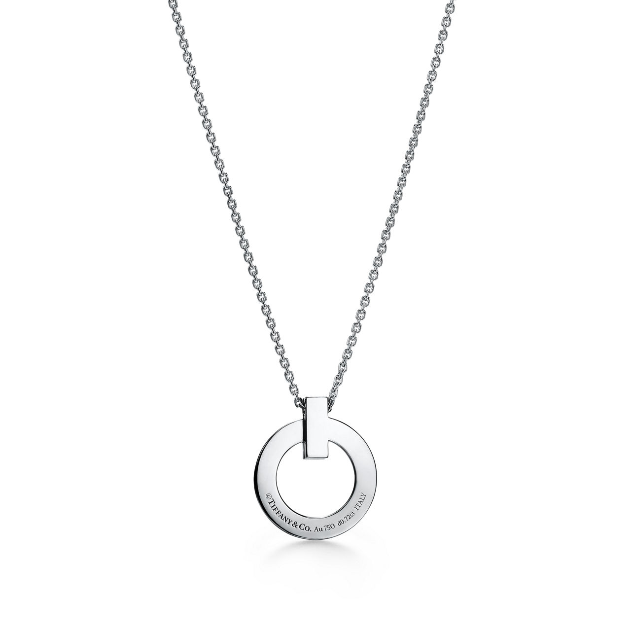 Tiffany T:T1 Circle Pendant in White Gold with Pavé Diamonds image number 3