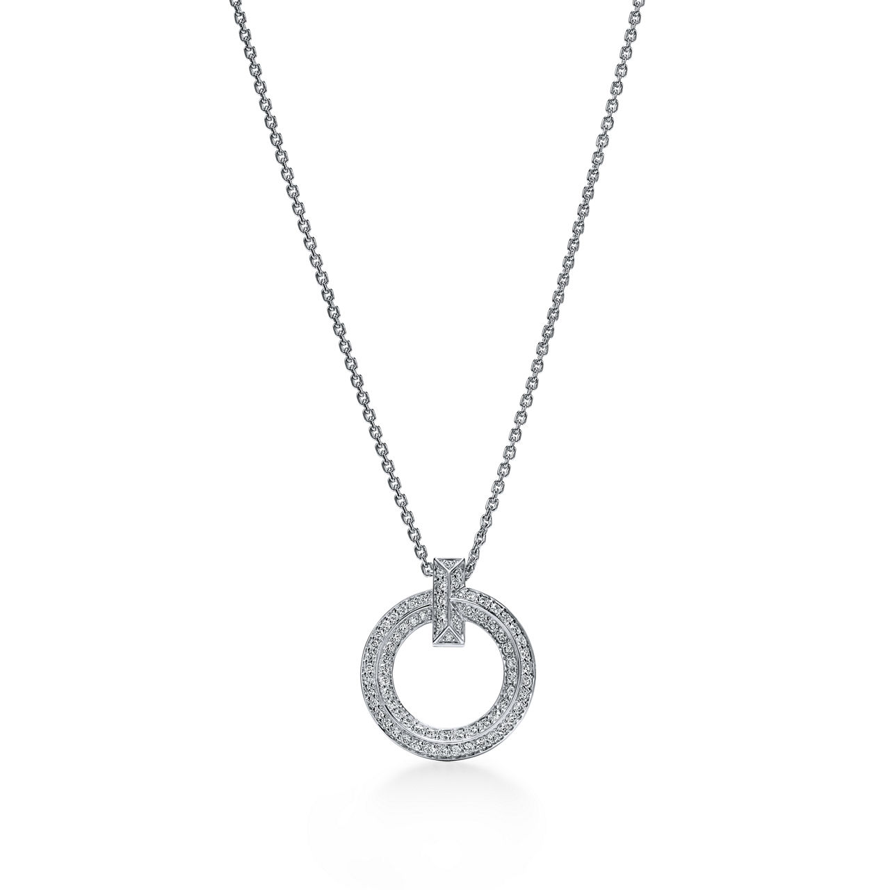 Tiffany T:T One Circle Anhänger in Weißgold mit Pavé-Diamanten Bildnummer 0