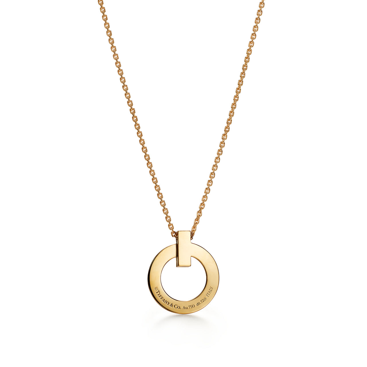 Tiffany T:T1 Circle Pendant in Yellow Gold with Pavé Diamonds image number 3