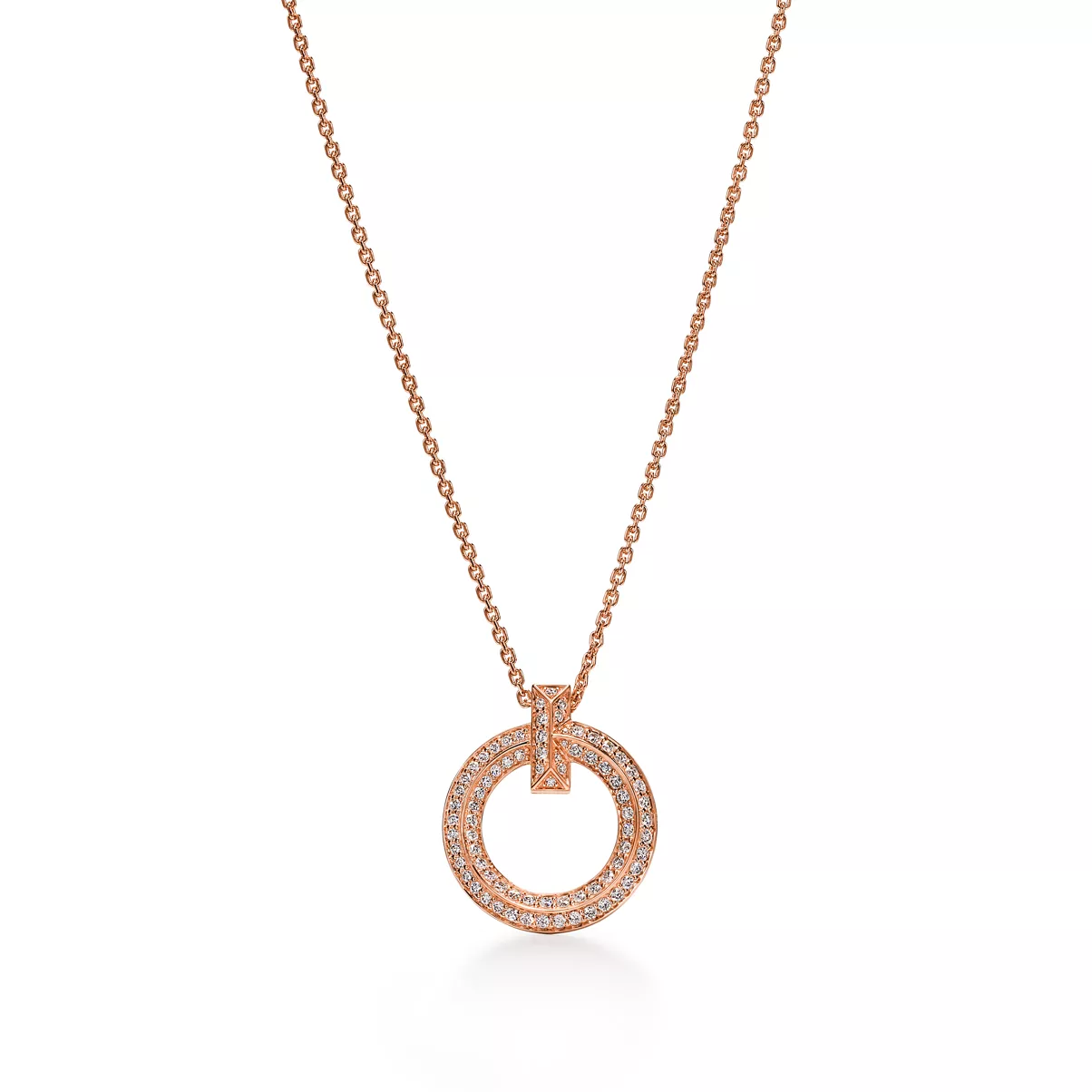 T&nbsp;One Circle Anh&auml;nger in Ros&eacute;gold mit Pav&eacute;-Diamanten