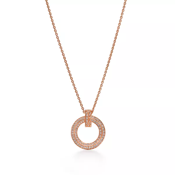 T One Circle Anhänger in Roségold mit Pavé-Diamanten