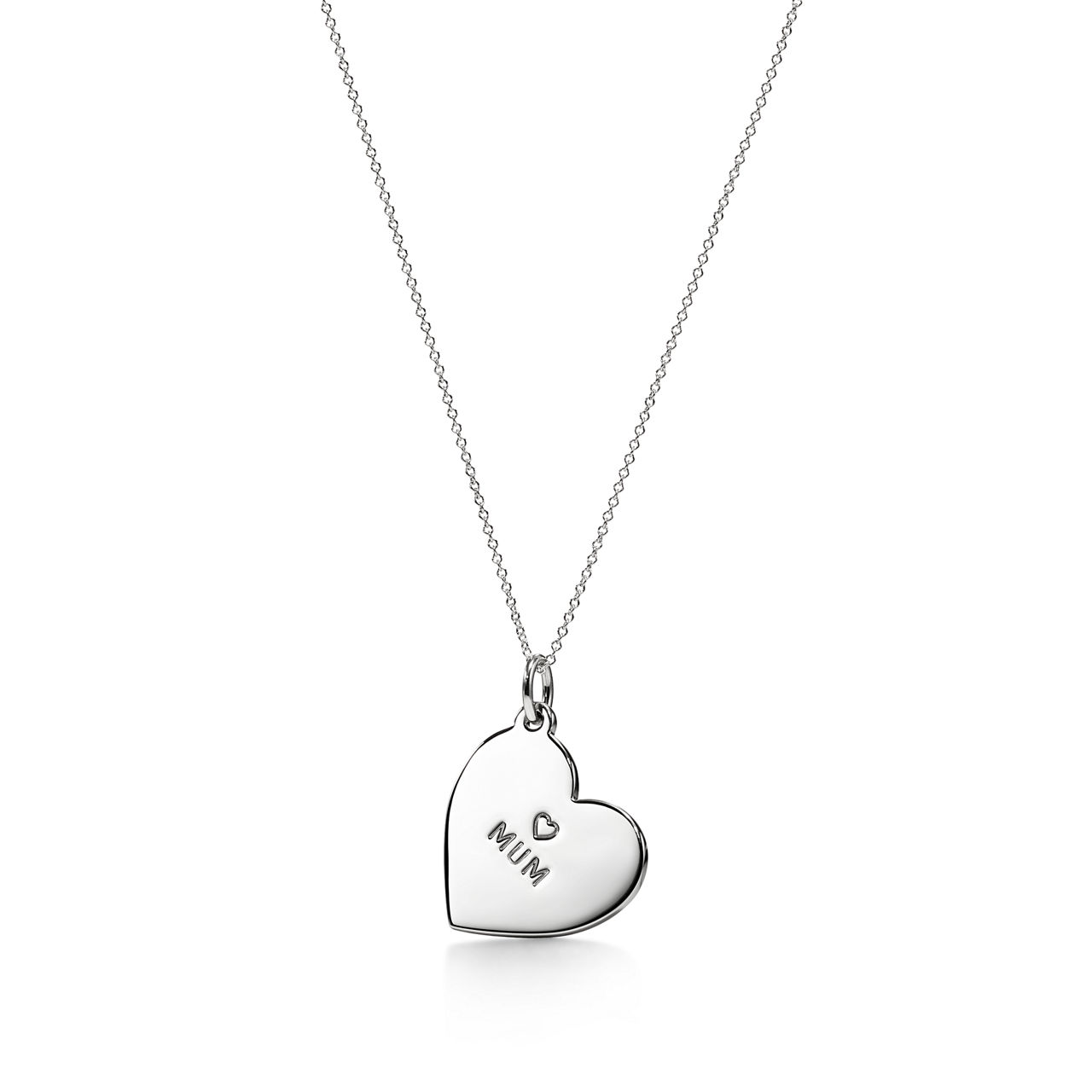 Mum Medium Heart Tag Pendant in Sterling Silver image number 0