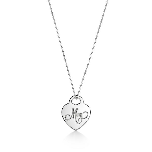 Mum Medium Heart Tag Pendant in Sterling Silver