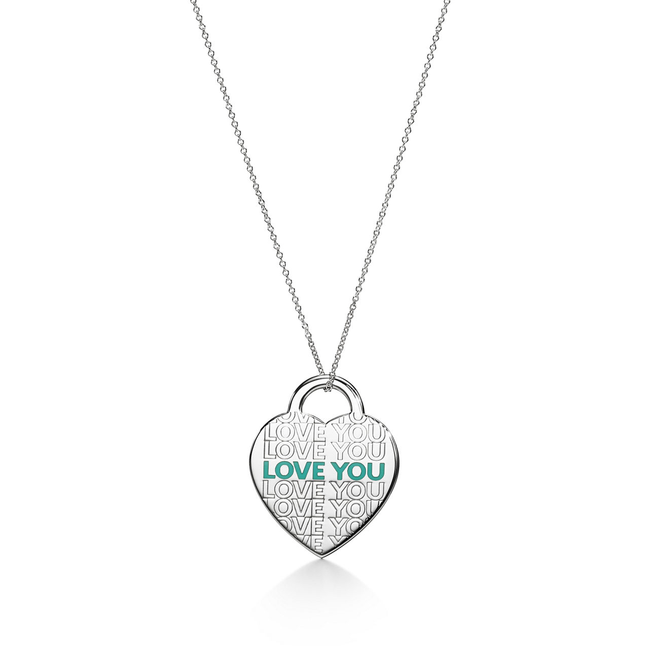 Return to Tiffany™:"Love You" Heart Tag Pendant in Silver and Tiffany Blue® image number 0