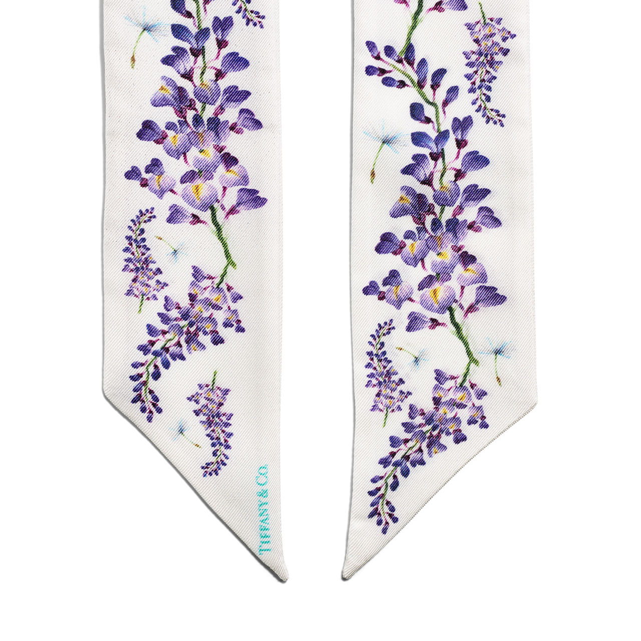 Wisteria Ribbon Scarf in White Silk