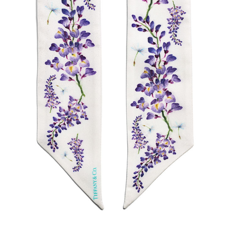 Tiffany Botanica:Wisteria Ribbon Scarf in White Silk image number 1