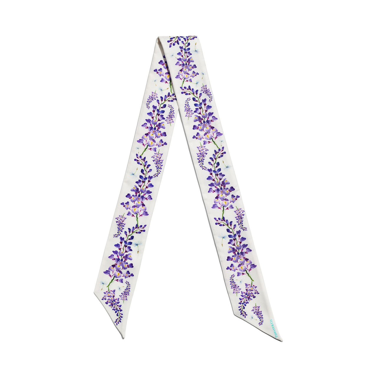 Wisteria Ribbon Scarf in White Silk