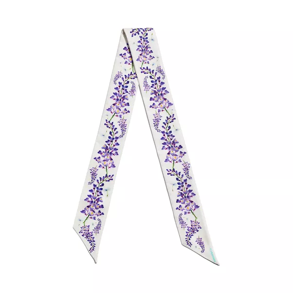 Wisteria Ribbon Scarf in White Silk