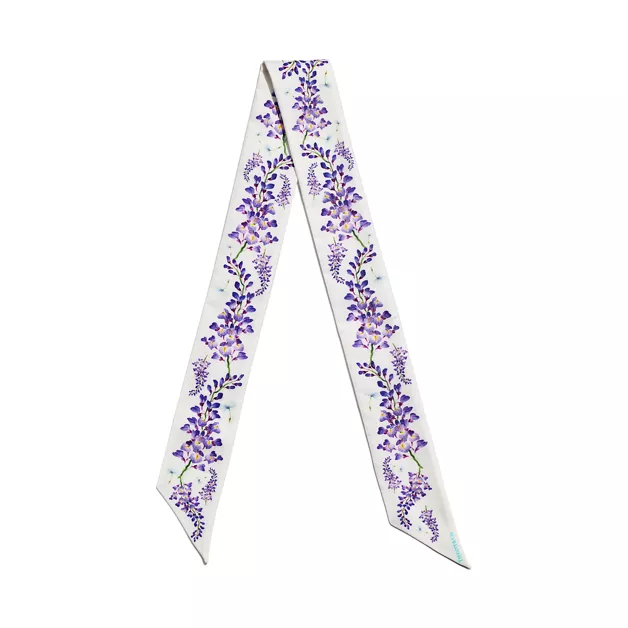 Tiffany Botanica:Wisteria Ribbon Scarf in White Silk image number 0