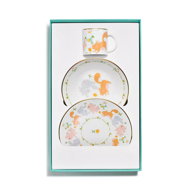 Tiny Tiffany:Land Animals Baby Dish Set in Bone China, Set of Three, 4