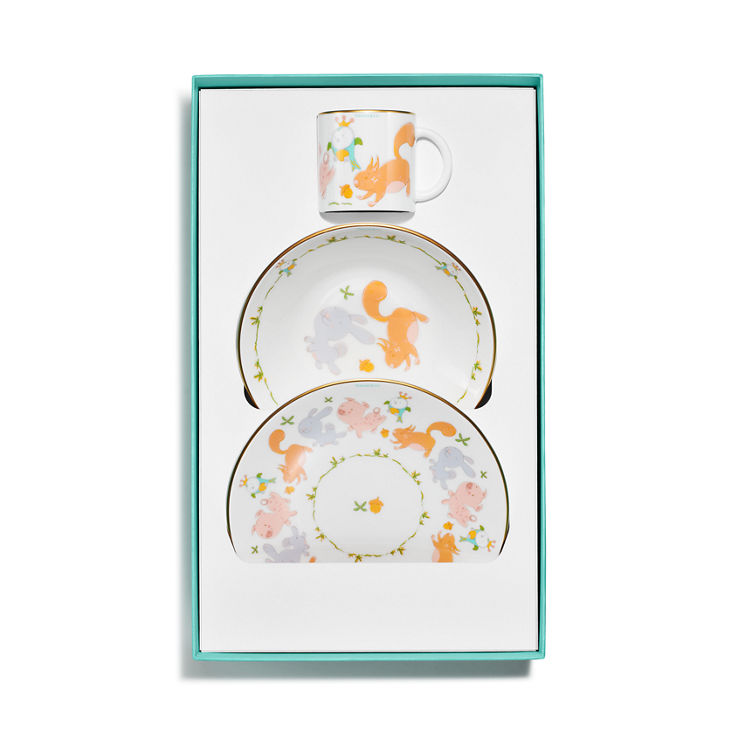 Tiny Tiffany:Land Animals Baby Dish Set in Bone China, Set of Three image number 4