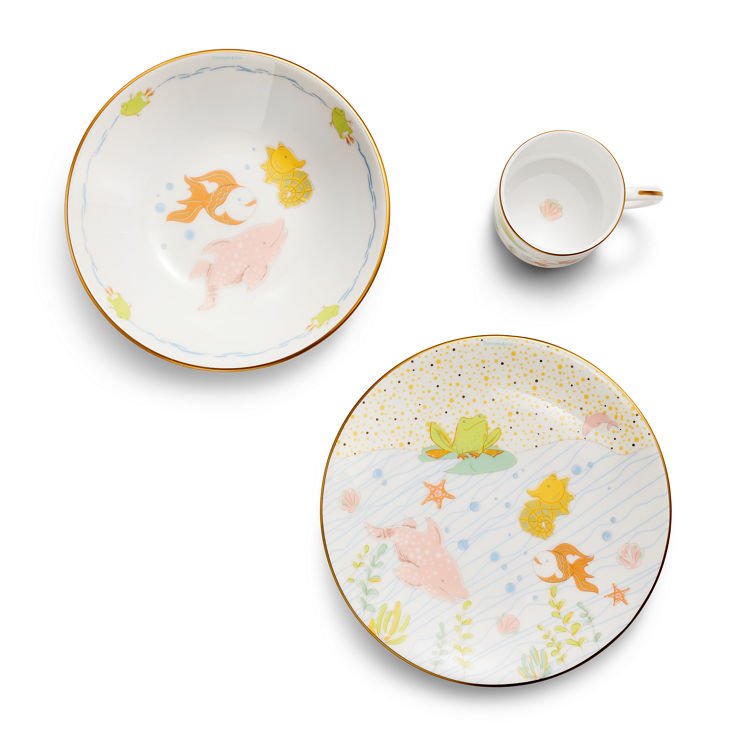 Tiny Tiffany:Sea Animals Baby Dish Set in Bone China, Set of Three image number 1