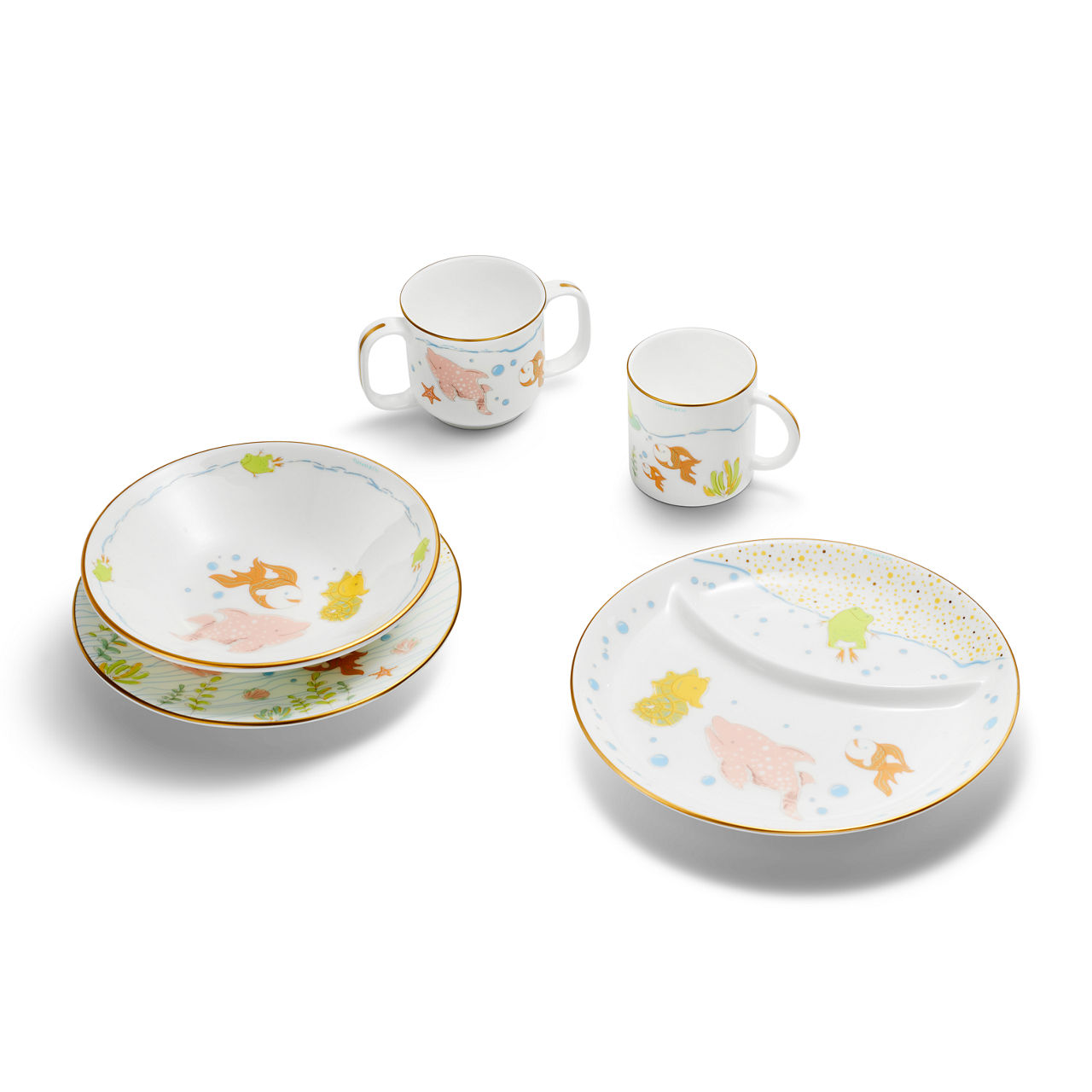 Tiny Tiffany:Sea Animals Double-handled Baby Cup in Bone China image number 3