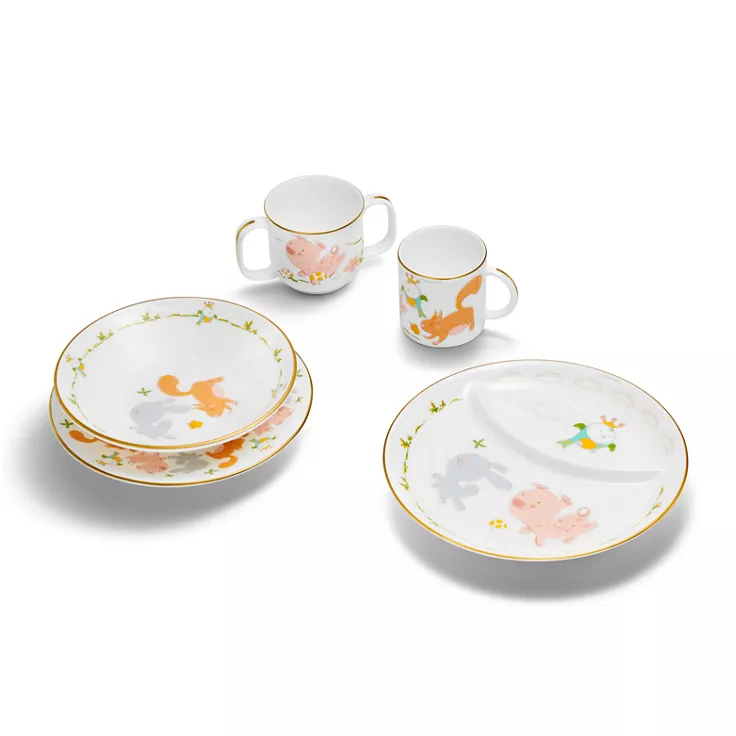 Tiny Tiffany:Land Animals Two-section Baby Dish in Bone China, 2