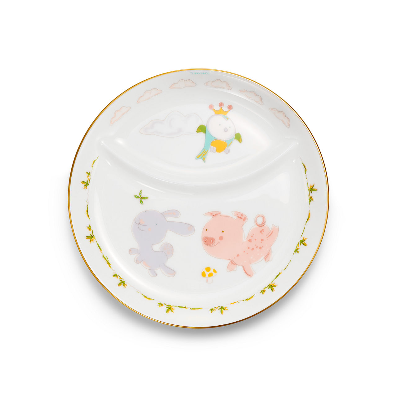 Tiny Tiffany:Land Animals Two-section Baby Dish in Bone China image number 0