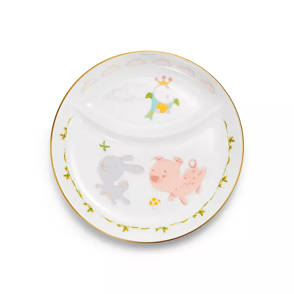 Land Animals Two-section Baby Dish in Bone China