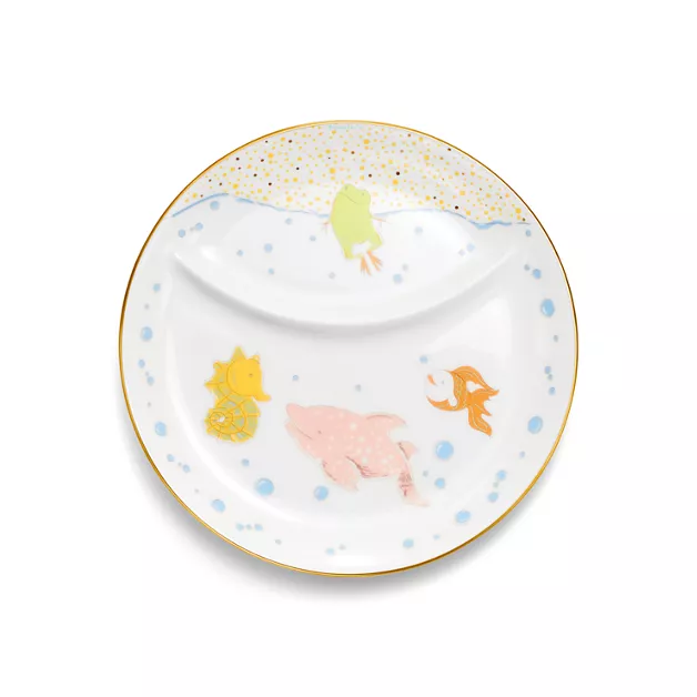 Tiny Tiffany:Sea Animals Two-section Baby Dish in Bone China image number 0