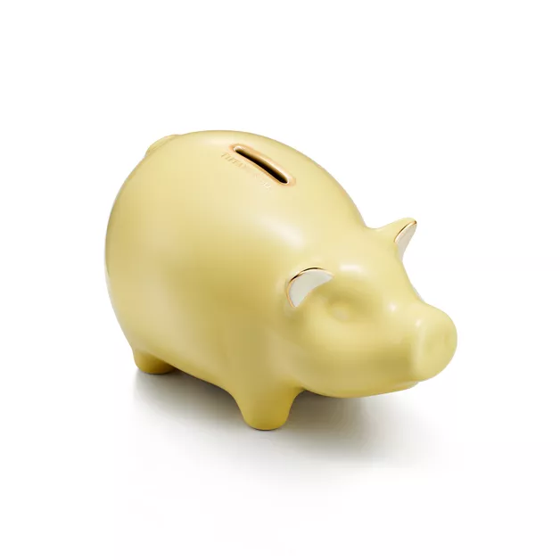 Tiny Tiffany:Piggy Bank in Yellow Earthenware in Yellow Earthenware image number 0