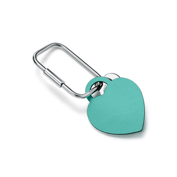 Return to Tiffany™:Karabiner mit Herzanhänger aus Leder in Tiffany Blue®