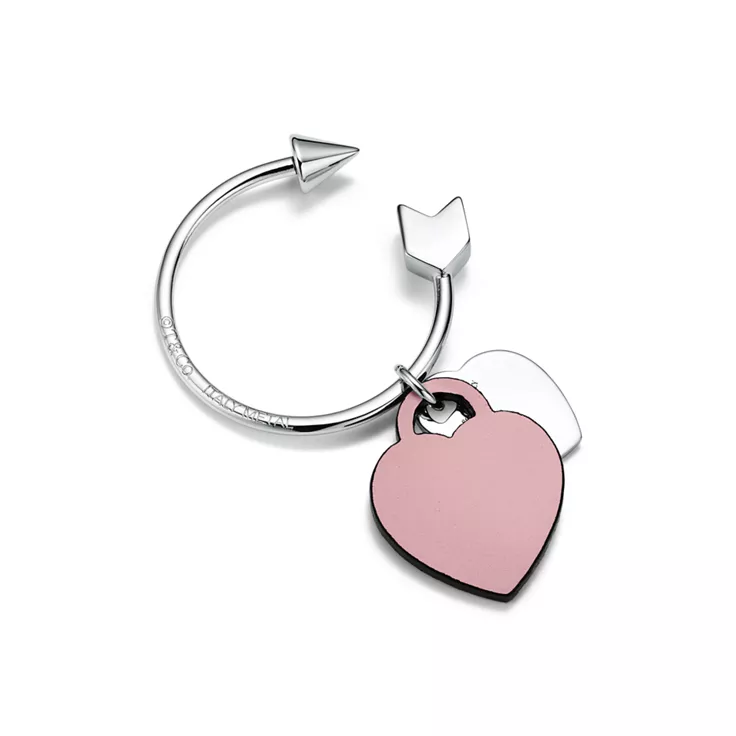 Return to Tiffany®:Lovestruck Key Ring with Crystal Pink Enamel Finish, 1