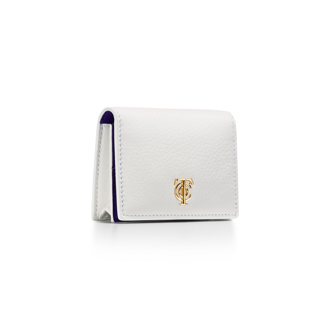 T&CO.:Flap Card Holder in White Leather image number 2