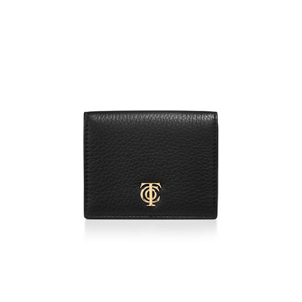 T&CO.:Trifold Wallet in Black Leather