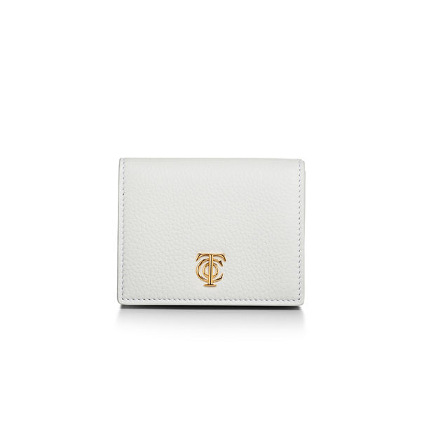 T&CO.:Trifold Wallet in White Leather