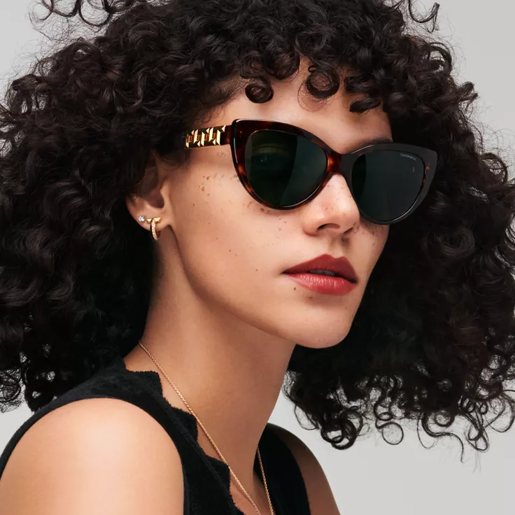 Tiffany T:Sunglasses in Tortoise Acetate with Dark Green Lenses, 1