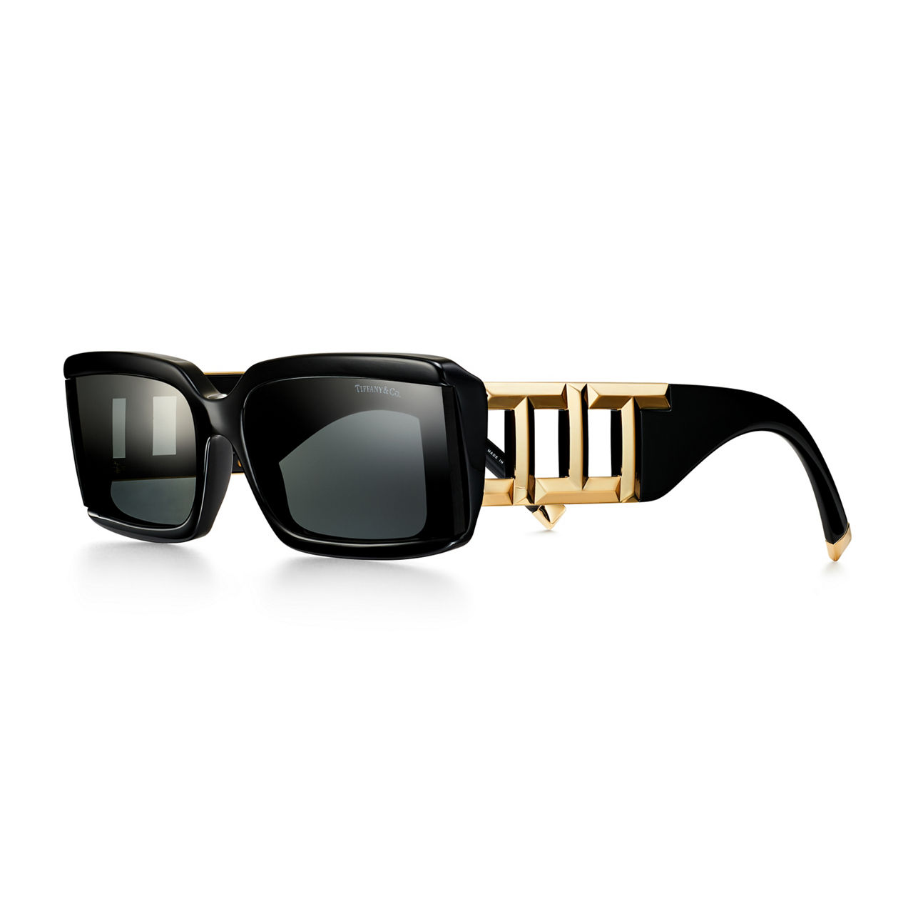 Tiffany T:Sunglasses in Black Acetate with Dark Grey Lenses image number 0