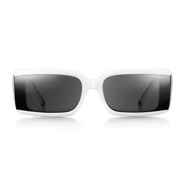 Tiffany T:Sunglasses in White Acetate with Dark Gray Lenses, 2