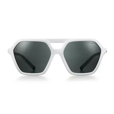 Tiffany HardWear:Sunglasses in White Acetate with Gray Lenses, 2