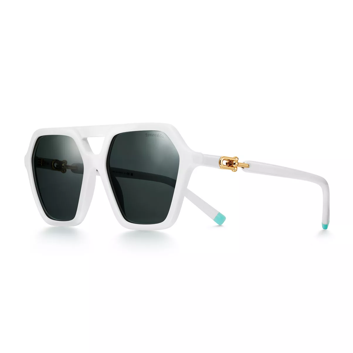 Sunglasses in White Acetate with Gray Lenses