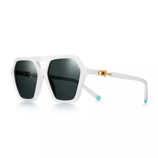 Sunglasses in White Acetate with Gray Lenses