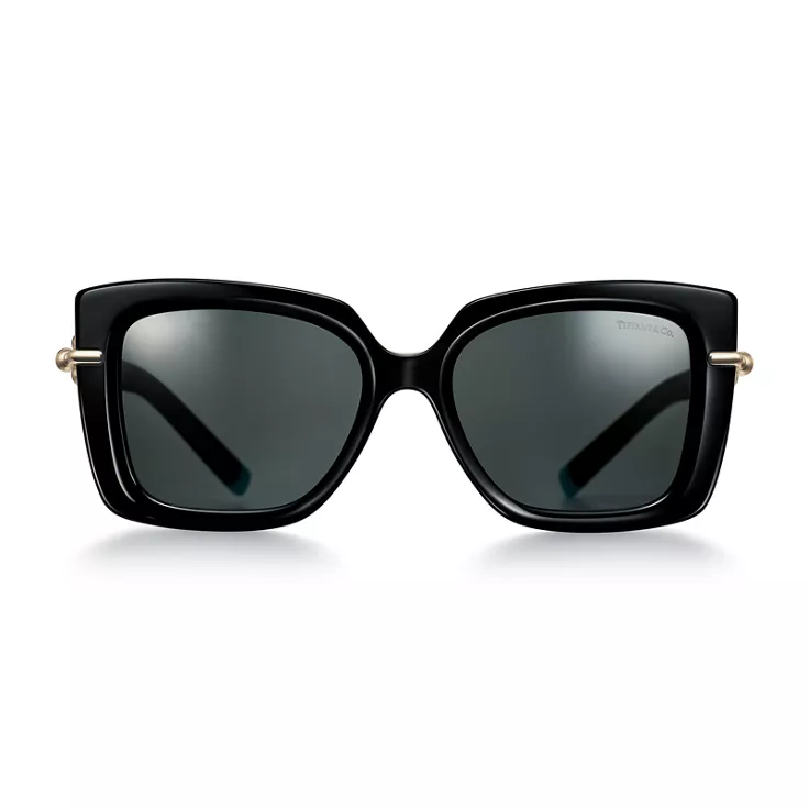 Tiffany HardWear:Sunglasses in Black Acetate with Dark Grey Lenses, 1