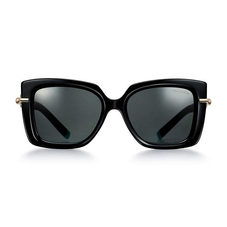 Tiffany HardWear:Sunglasses in Black Acetate with Dark Grey Lenses image number 1