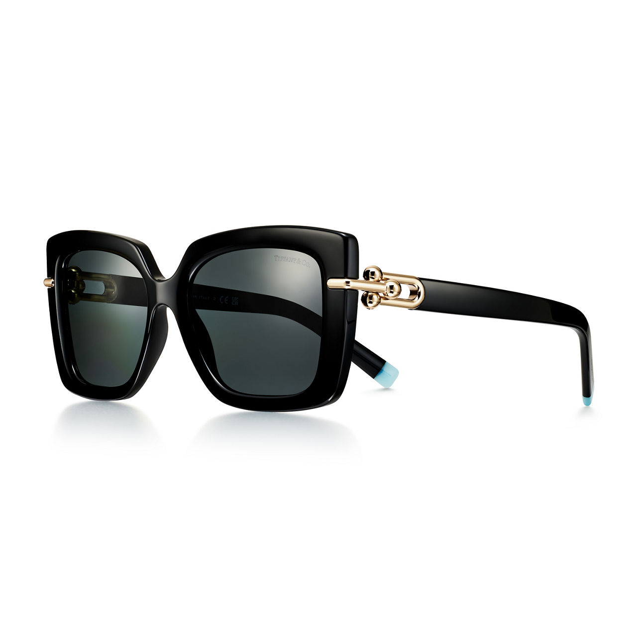 Tiffany HardWear:Sunglasses in Black Acetate with Dark Grey Lenses image number 0