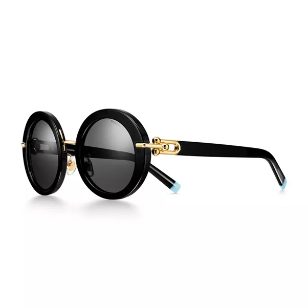 Occhiali da sole in acetato nero con lenti grigio scuro