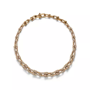 Tiffany HardWear:Graduated Link Necklace in Yellow Gold with Pavé Diamonds, 2