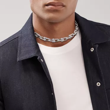Tiffany HardWear: Graduated Link Necklace in White Gold with Diamonds, 2