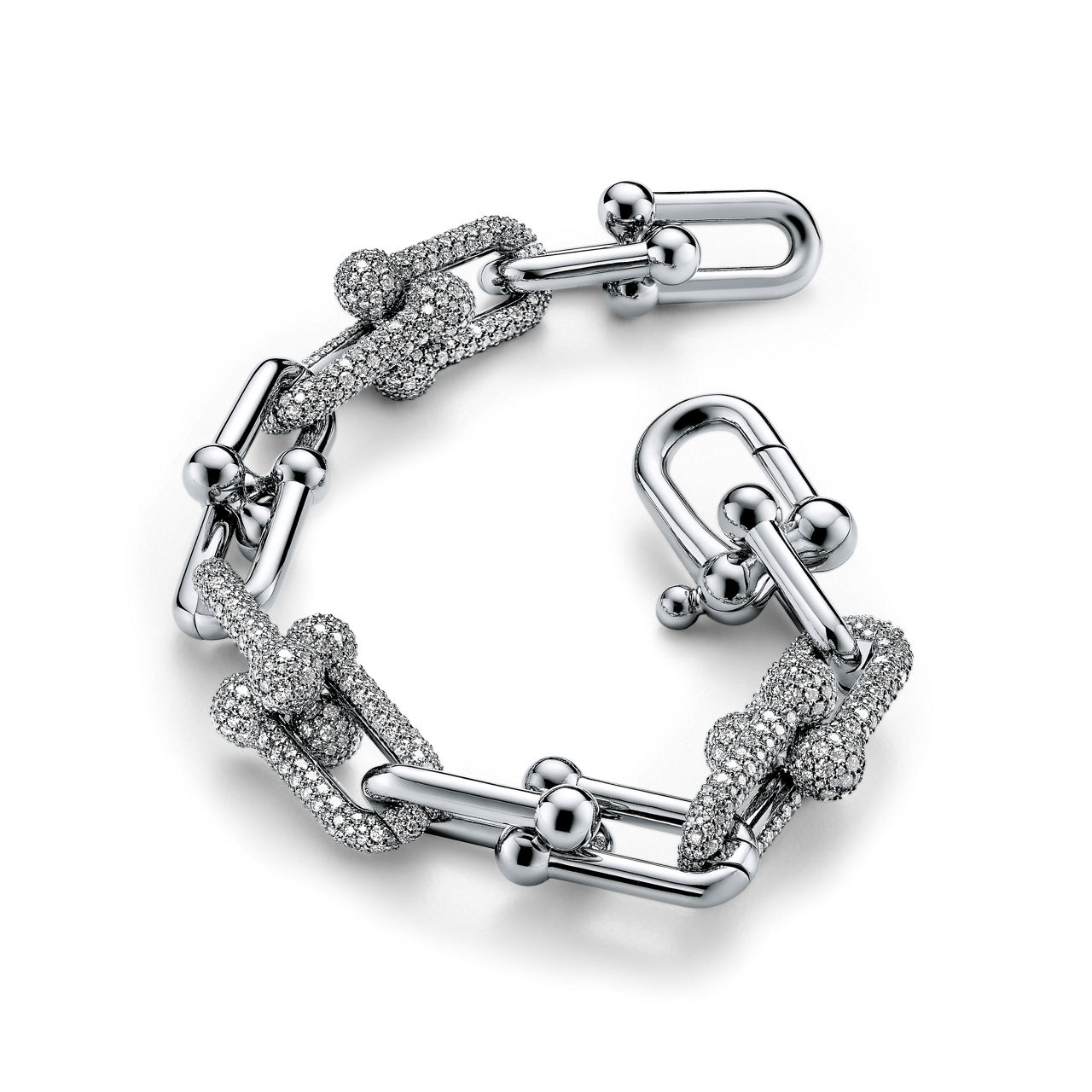 Tiffany HardWear:Large Link Bracelet in White Gold with Pavé Diamonds image number 3